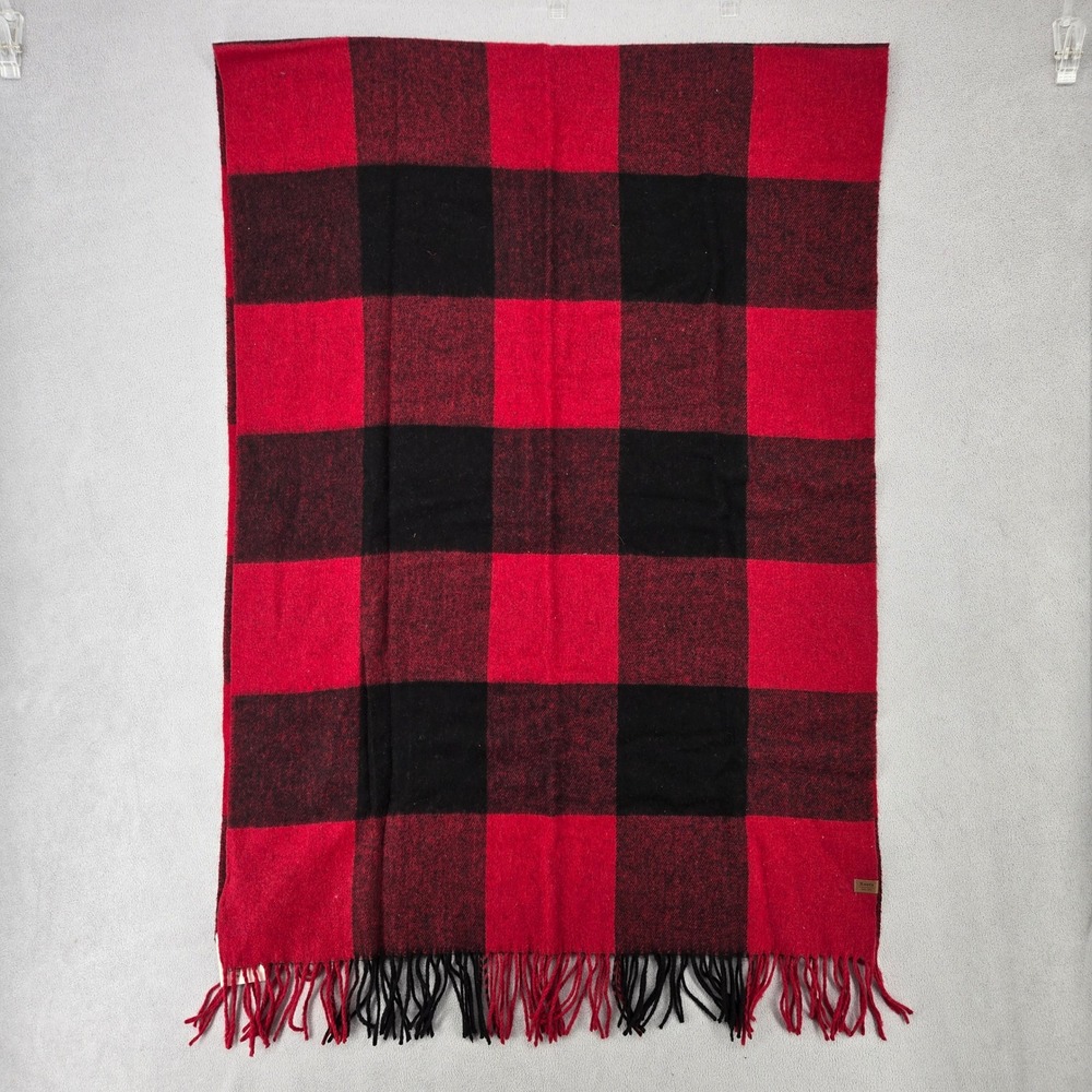 Roots New O/S Buffalo Plaid Blanket Scarf Unisex Red Black Cabin Core